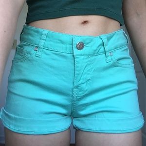 Turquoise jean shorts